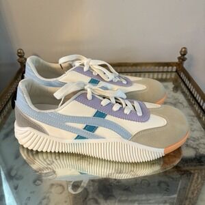 Trendy Women's Sneakers in White, Purple, and Blue